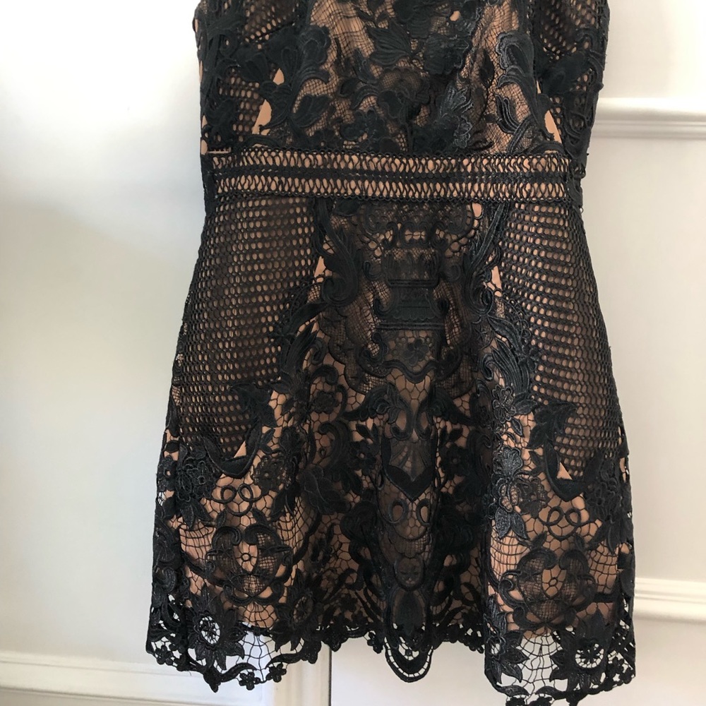 Self Portrait strapless lace mini dress